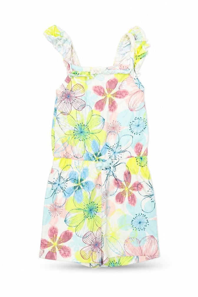 Front view of George girls’ white floral jumpsuit one-piece, size 2, years