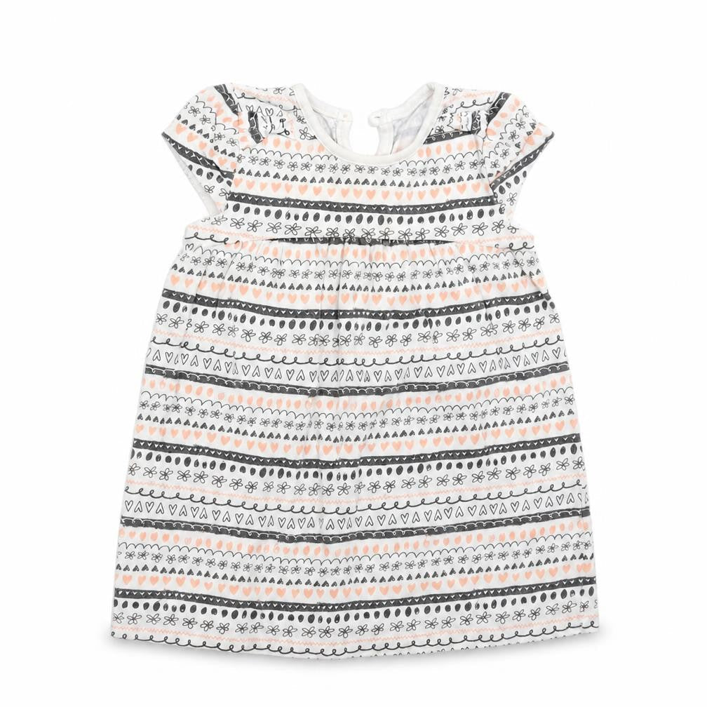 Front view of George girls’ white geometric t-shirt dress, size 12-18, months