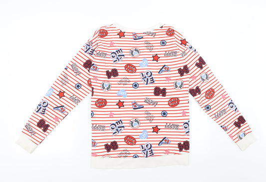 Sainsburys Girls White Striped  Pullover Sweatshirt Size 14 Years  - girls rule