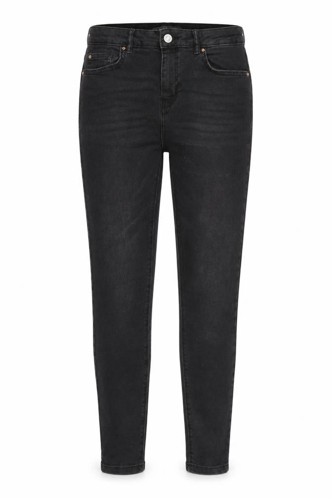 Front view of Denim & Co. women’s black straight jeans, size UK 12, 26-inch leg