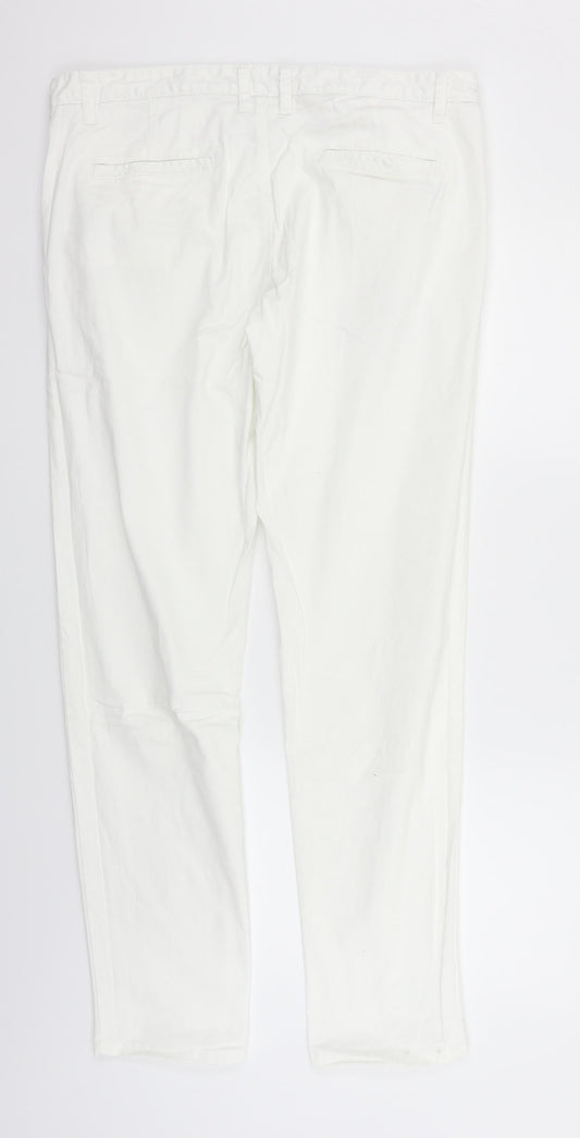 deniem & co Womens White   Trousers  Size L L32 in