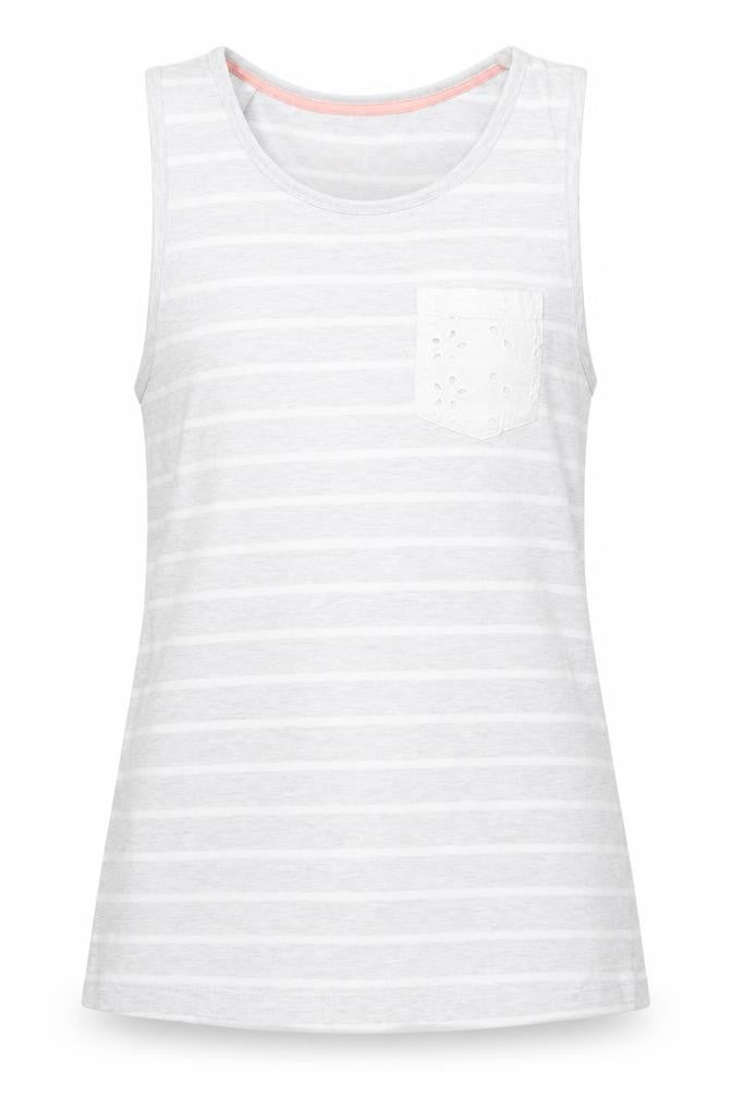 Front view of Marks & Spencer girls’ grey striped top pyjama top, size 8-9, years