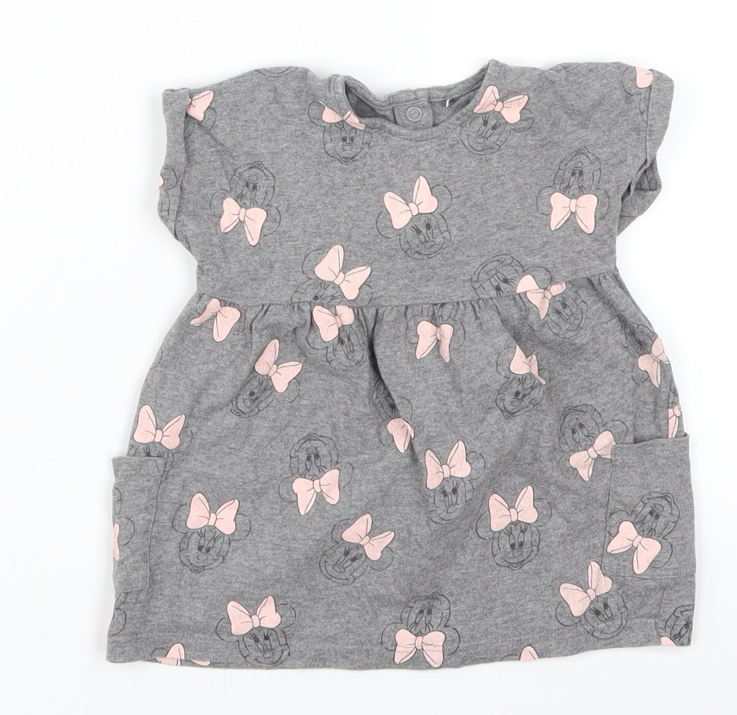George Girls Grey Geometric  Skater Dress  Size 3-6 Months  - Minnie Mouse