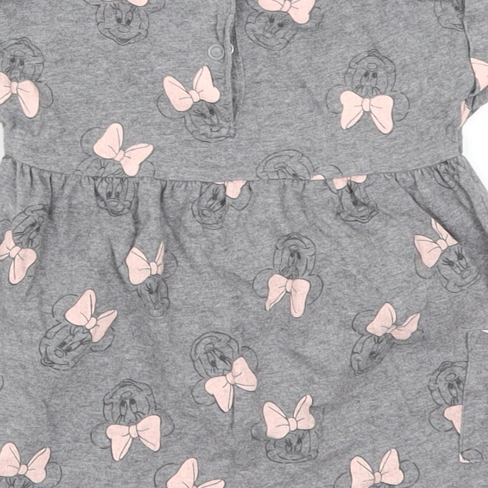 George Girls Grey Geometric  Skater Dress  Size 3-6 Months  - Minnie Mouse