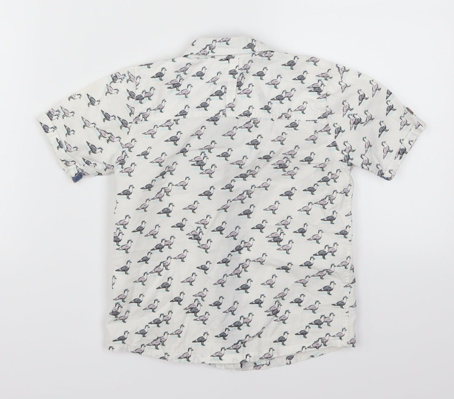 Marks and Spencer Boys White   Basic Button-Up Size 3-4 Years  - Bird Print