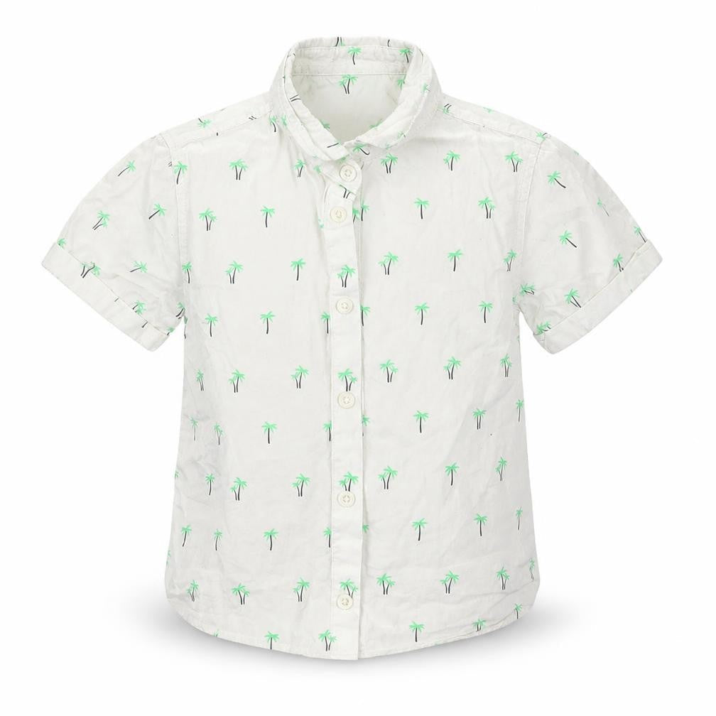 Matalan Boys White   Basic Button-Up Size 3-4 Years  - Palm Trees