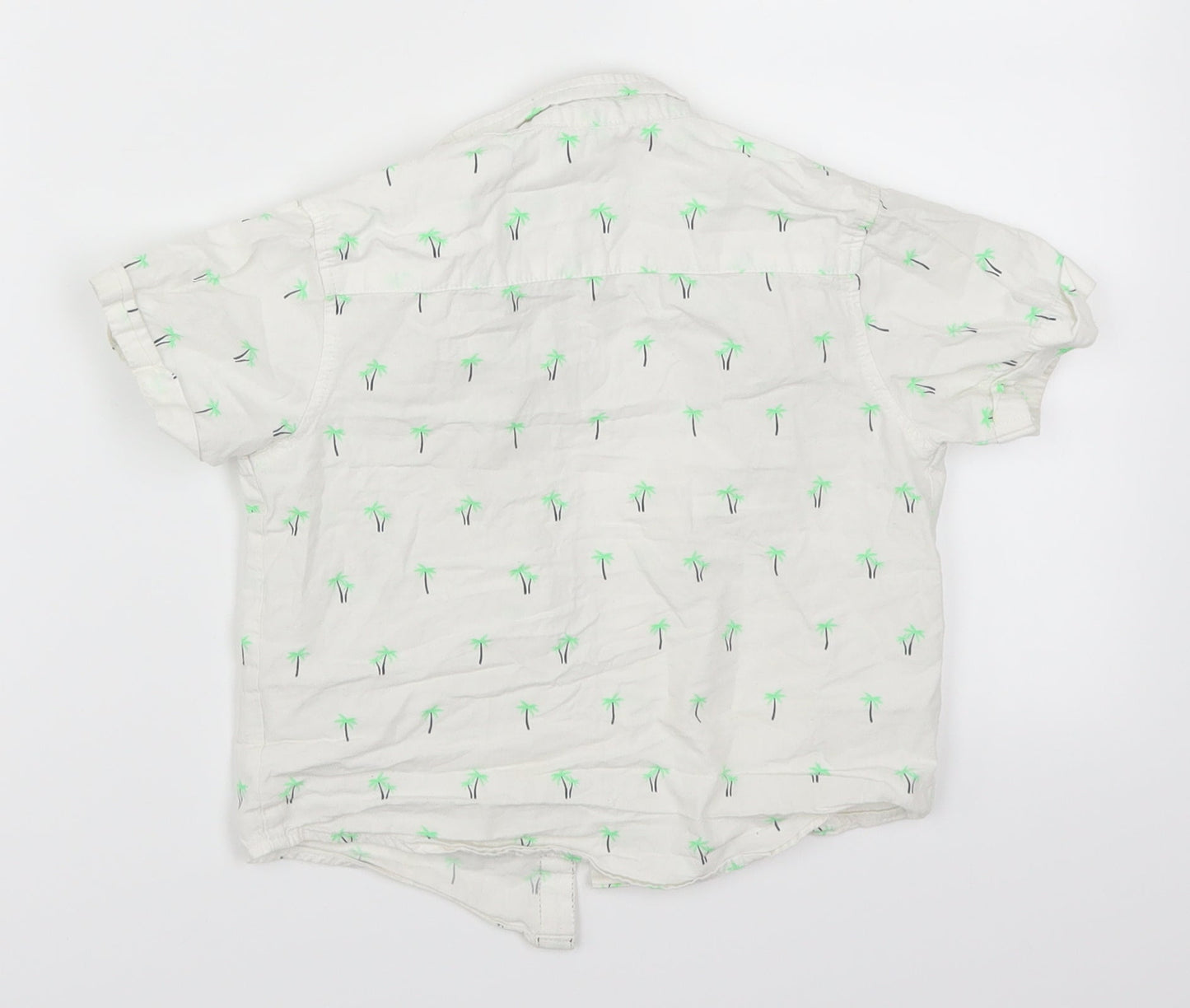 Matalan Boys White   Basic Button-Up Size 3-4 Years  - Palm Trees