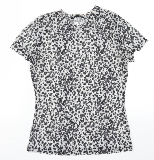 NEXT Womens Grey Animal Print Mesh Basic T-Shirt Size 8