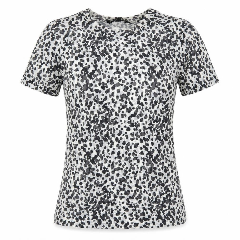 Front view of Next women’s grey animal print mesh basic t-shirt, size UK 8