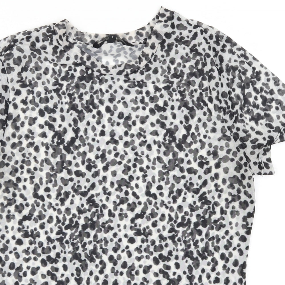 NEXT Womens Grey Animal Print Mesh Basic T-Shirt Size 8