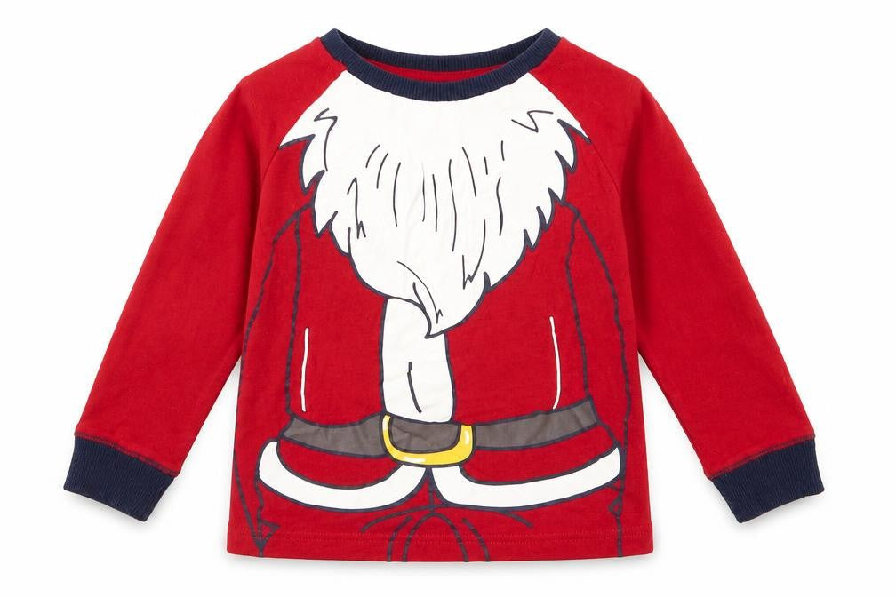 Front view of Matalan boys’ red basic t-shirt, size 2-3, years - santa claus