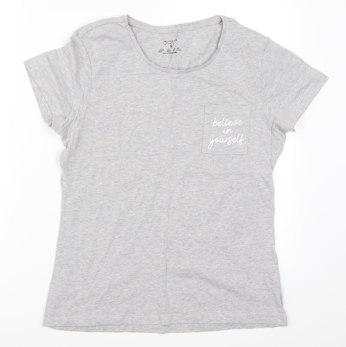 Primark Womens Grey Solid  Top Pyjama Top Size 10  - Believe in Yourself