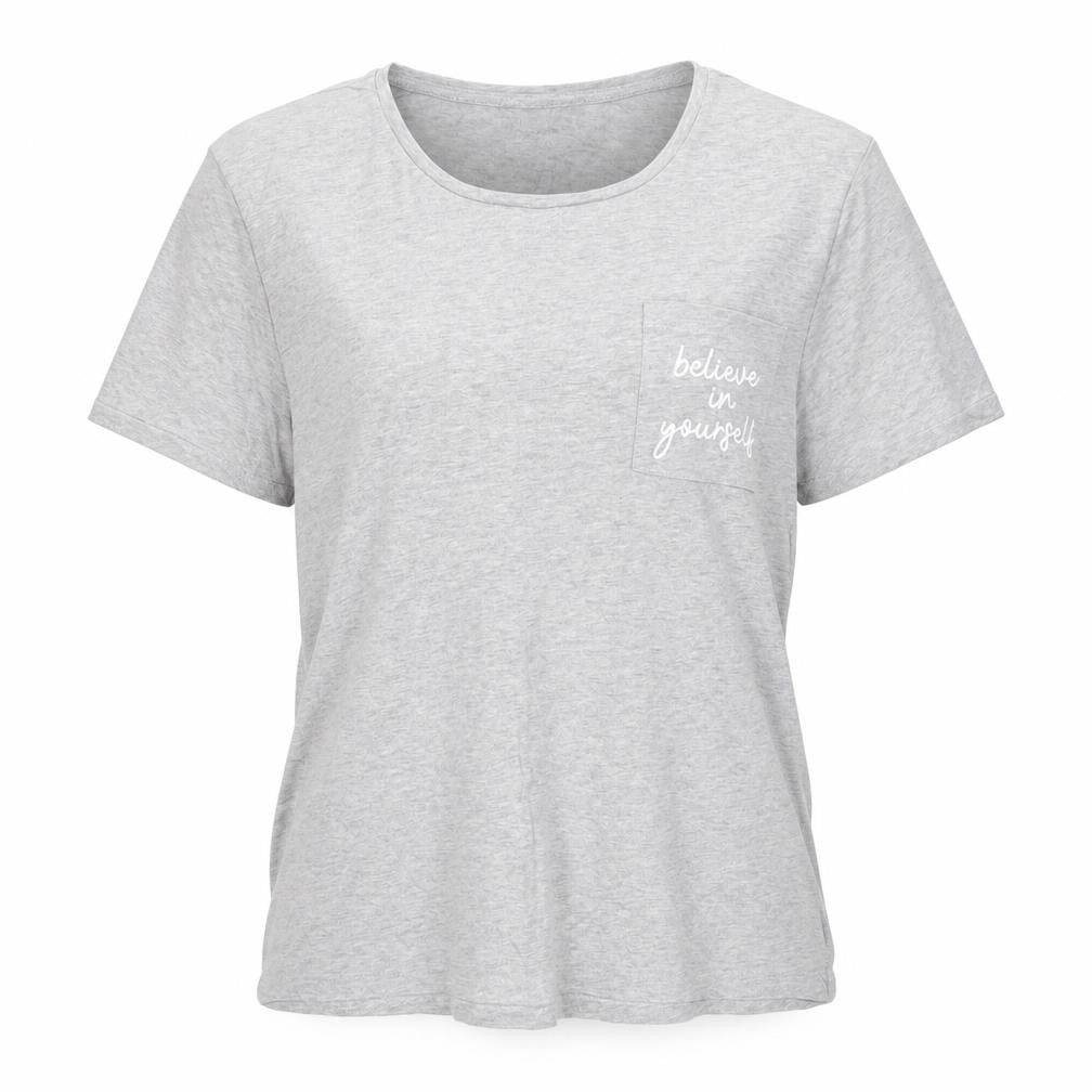 Primark Womens Grey Solid  Top Pyjama Top Size 10  - Believe in Yourself