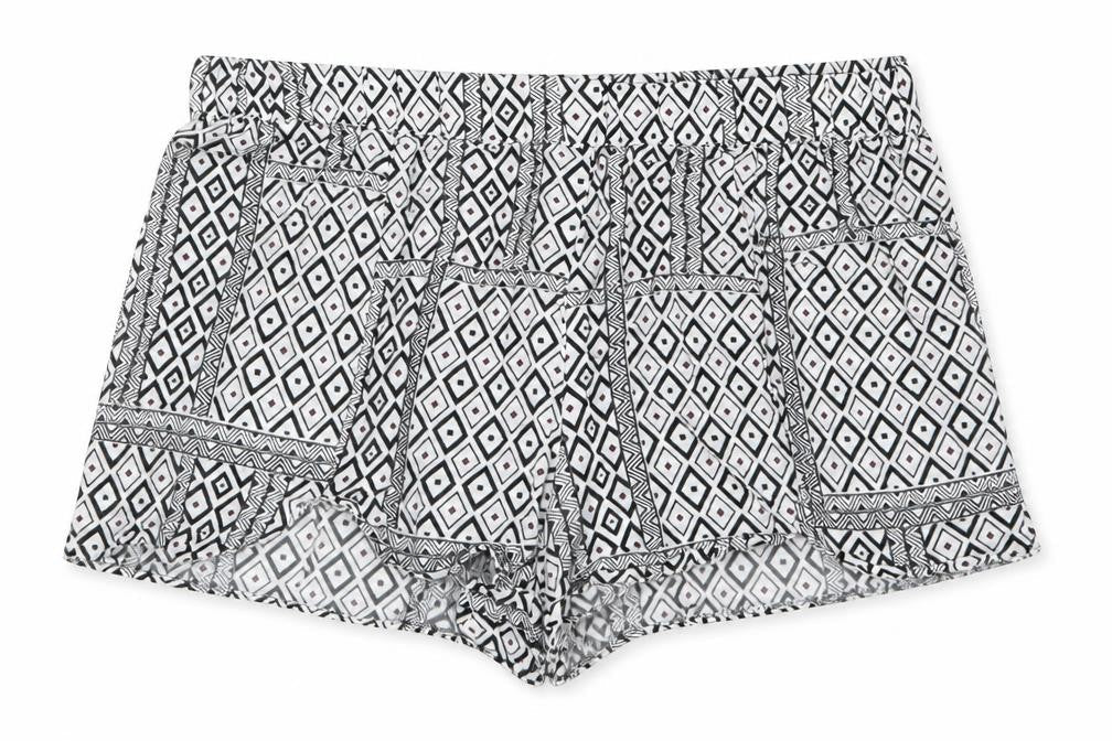 Front view of Papaya women’s grey geometric mom shorts, size UK 8