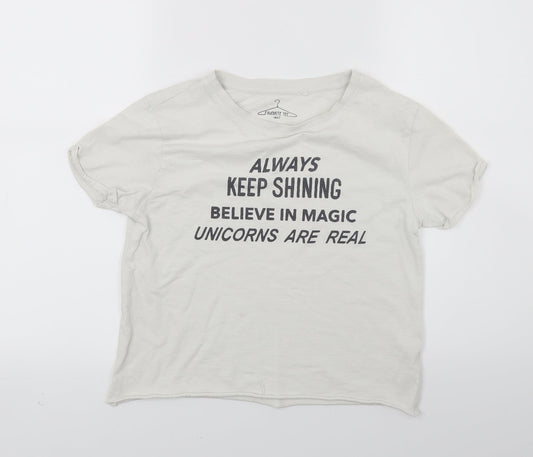 NEXT Girls White   Cropped T-Shirt Size 10 Years  - Unicorns