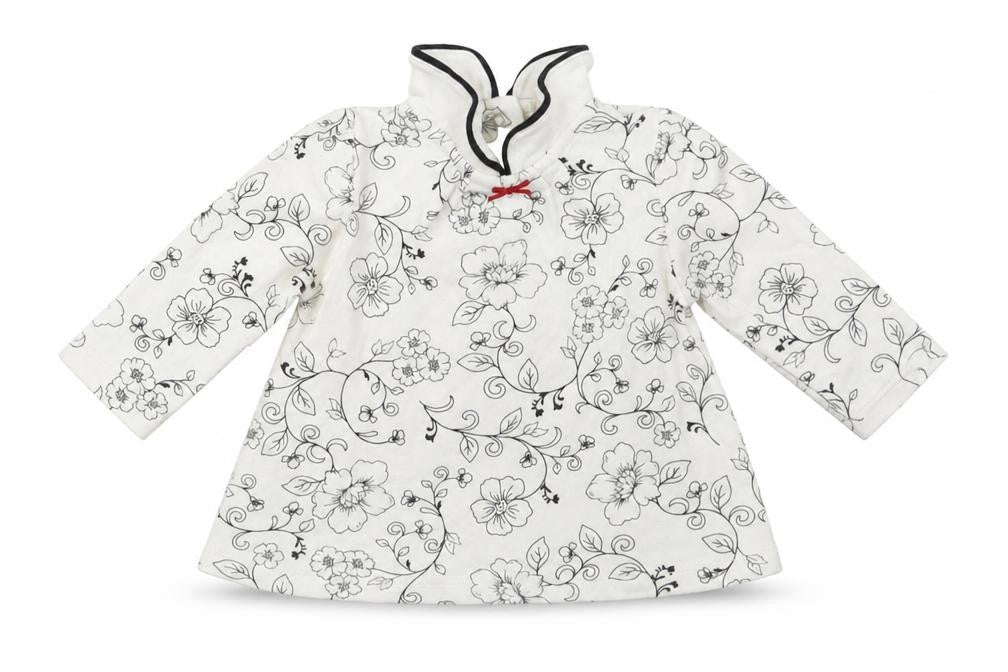 Front view of Little Me girls’ white floral fit & flare, size 6-9, months