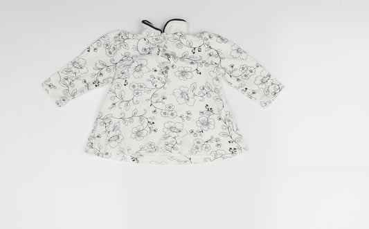 Little Me Girls White Floral  Fit & Flare  Size 6-9 Months