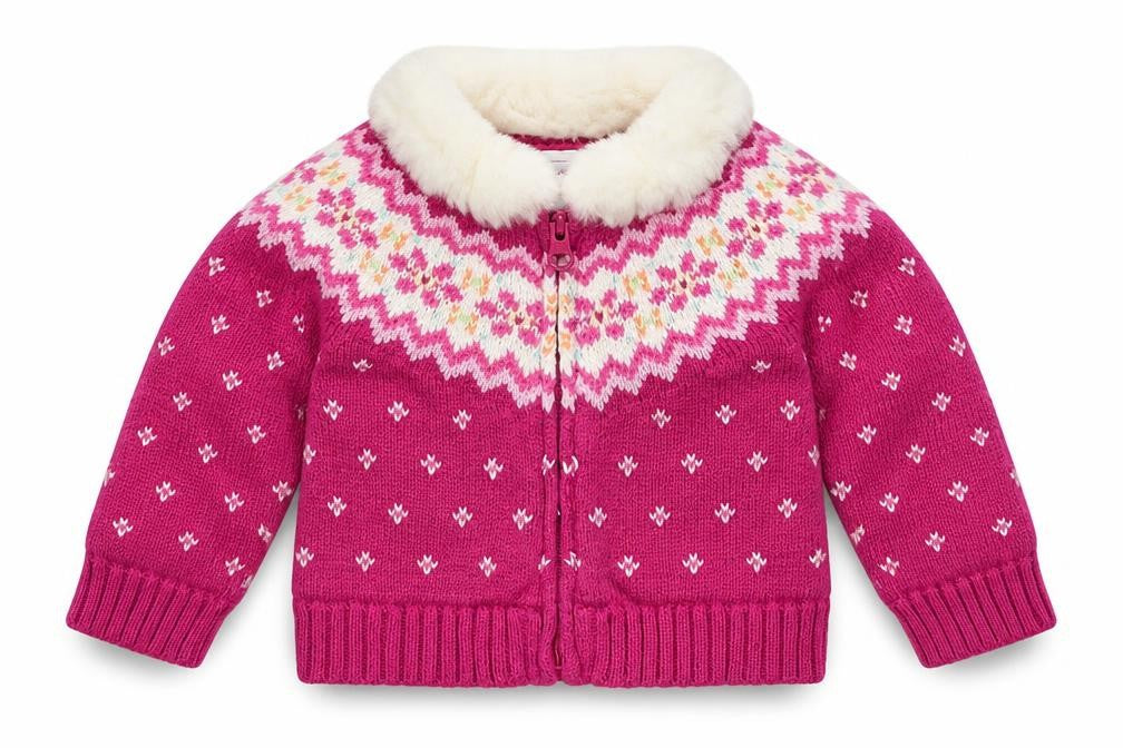 Front view of Gap girls’ pink jacket, size 3-6, months