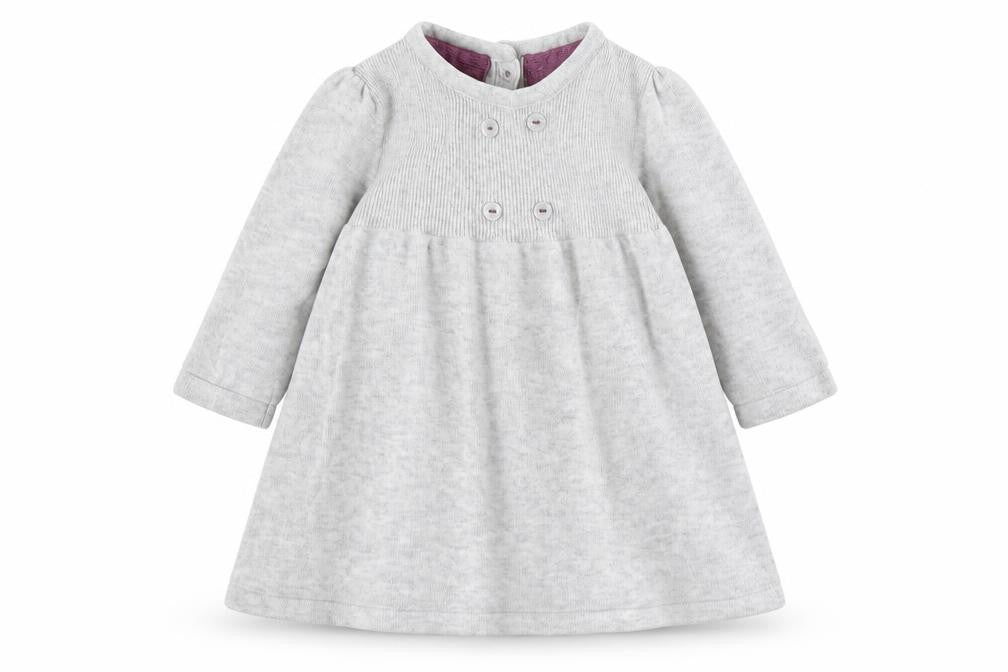 Front view of Marks & Spencer girls’ grey a-line, size 0-3, months