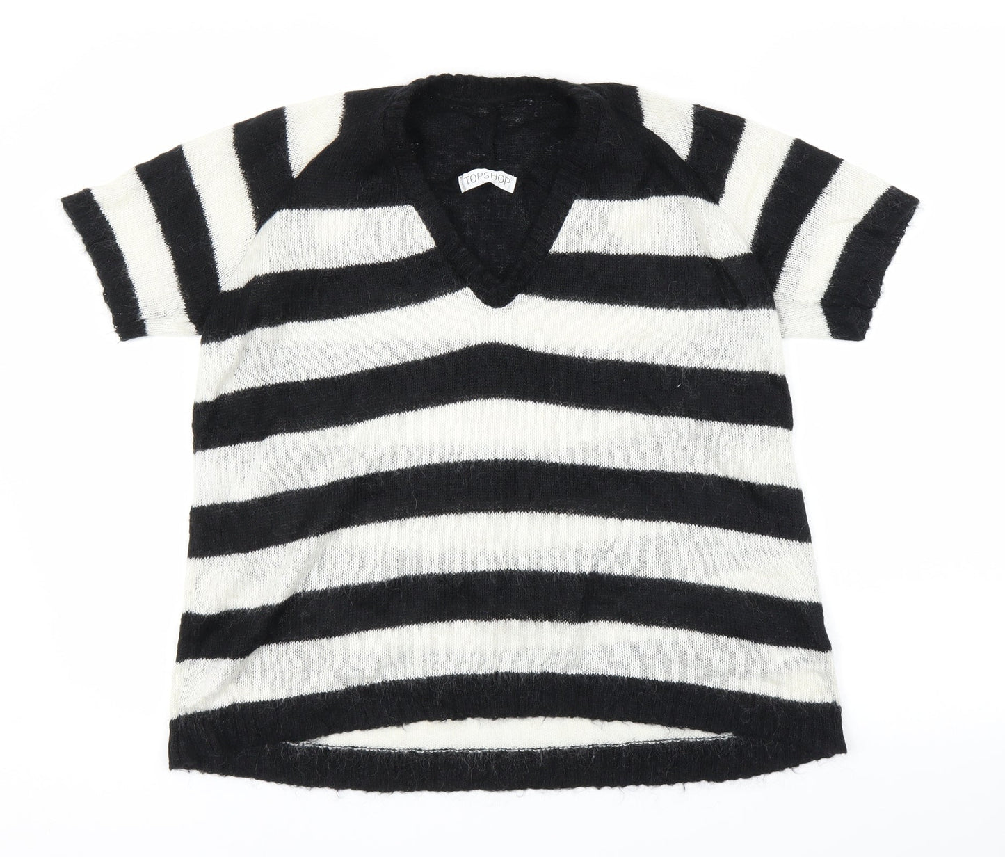 Topshop Womens Black Striped  Pullover Jumper Size 10