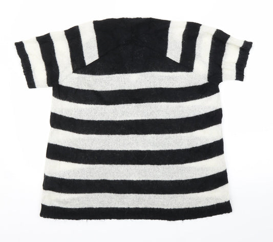 Topshop Womens Black Striped  Pullover Jumper Size 10