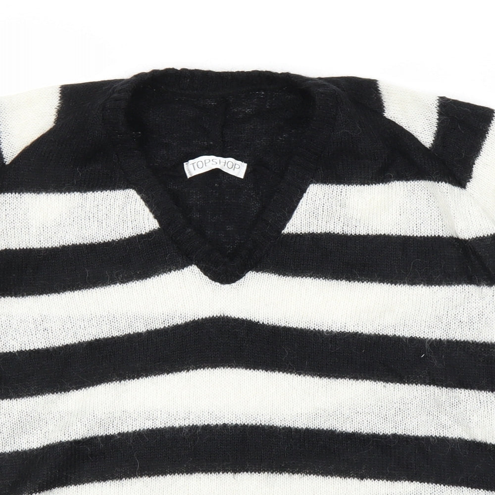 Topshop Womens Black Striped  Pullover Jumper Size 10