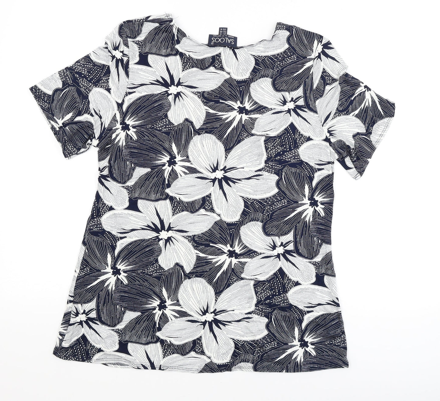 Saloos Womens Blue Floral  Basic T-Shirt Size 14