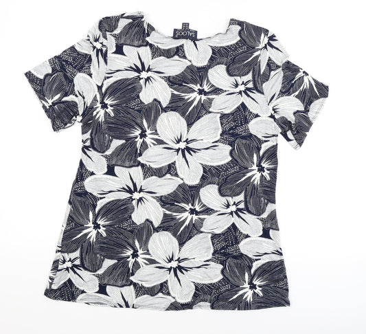 Saloos Womens Blue Floral  Basic T-Shirt Size 14