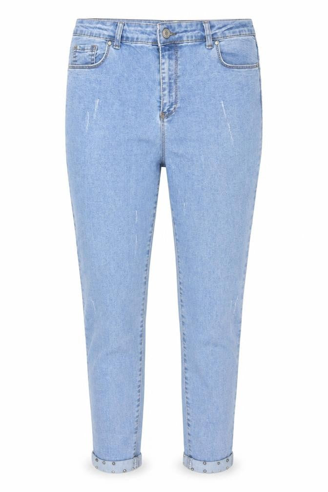 Front view of Miss Laufen women’s blue denim skinny jeans, size UK 36, in, 26-inch leg