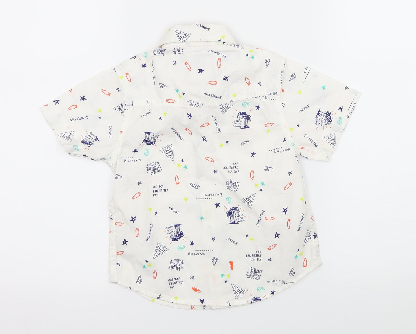 Chalk Boys White Geometric  Basic Button-Up Size 4-5 Years  - Hawaiian
