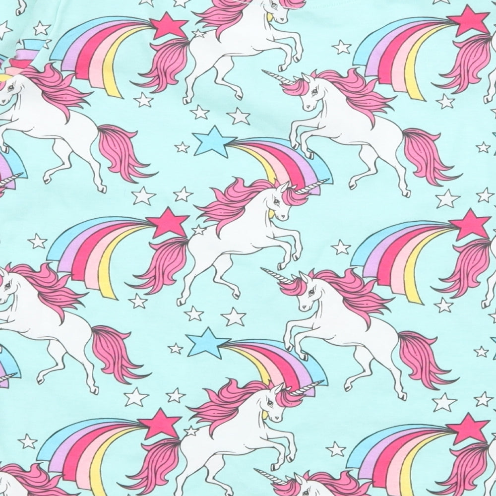 NEXT Girls Blue Geometric Jersey Top Pyjama Top Size 11 Years  - Unicorn