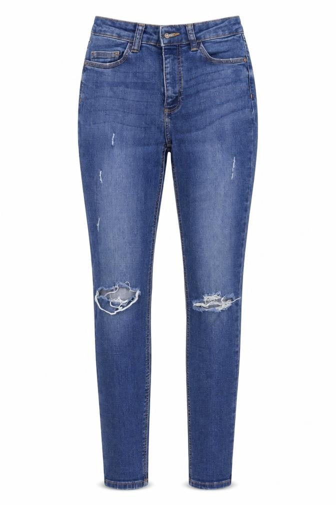 Front view of Denim & Co. women’s blue skinny jeans, size UK 6, 27-inch leg