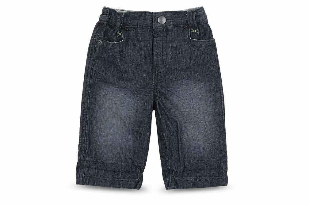 Front view of Baby Boutique Baby Blue Denim Capri Jeans, size 3-6, Months