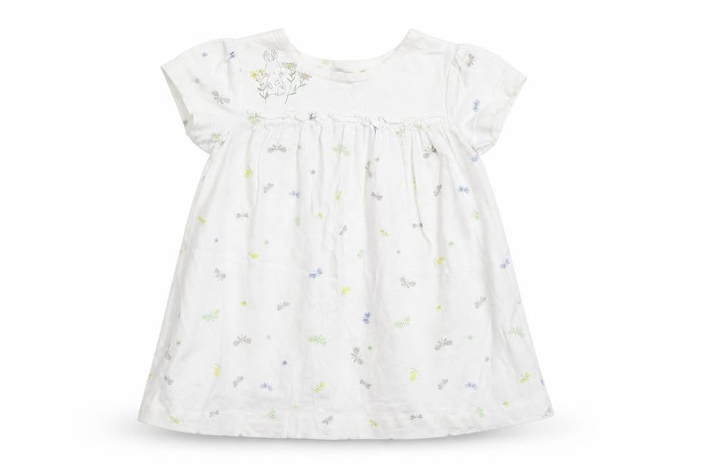 Front view of Merc girls’ white t-shirt dress, size 12, months