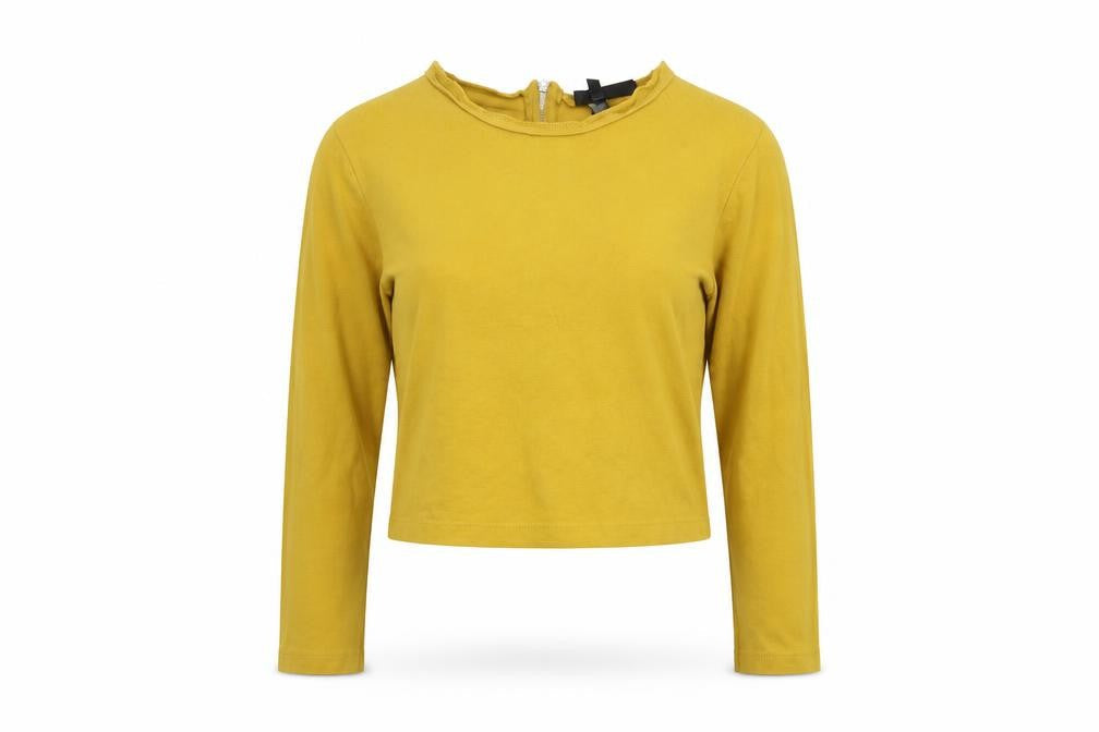 Front view of BIK BOK women’s yellow basic t-shirt, size XS
