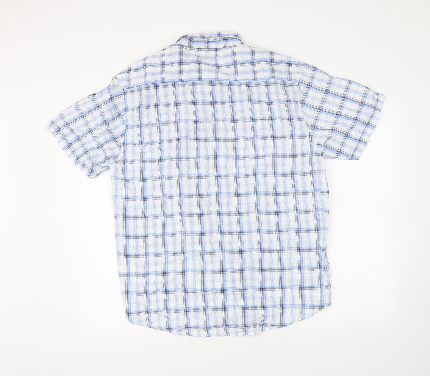 Easy Mens Blue Plaid   Button-Up Size L