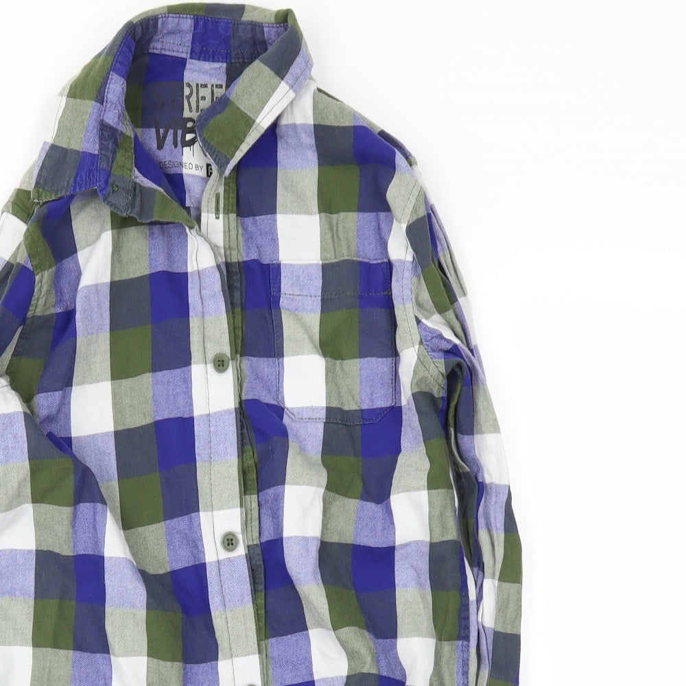 F&F Boys Blue Gingham  Basic Button-Up Size 9-10 Years