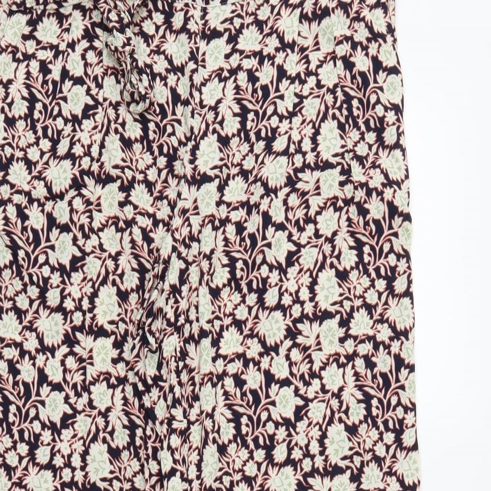 M&S Womens Beige Floral  Trousers  Size 14 L30 in