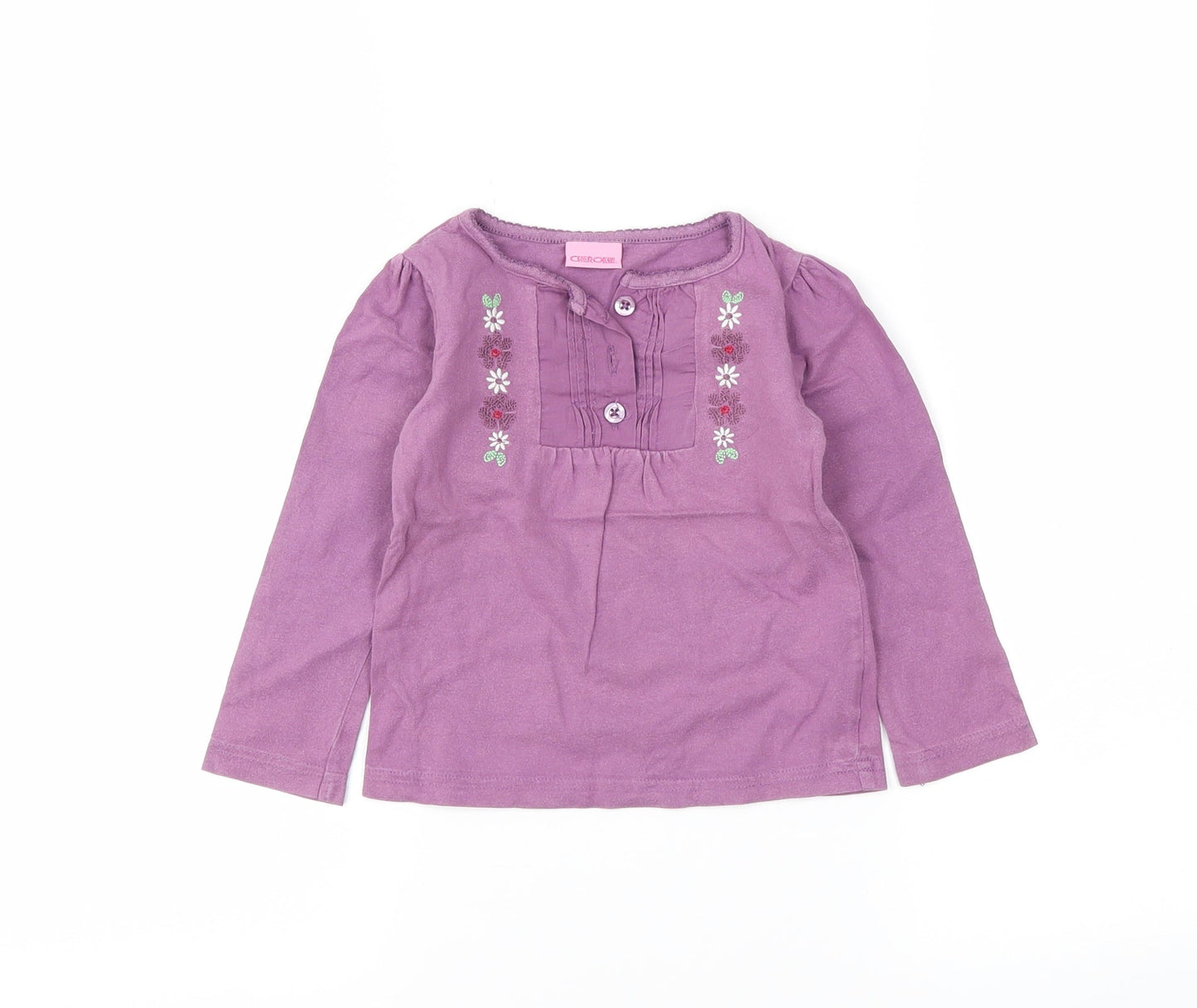Cherokee Girls Purple Floral  Basic T-Shirt Size 24 Months