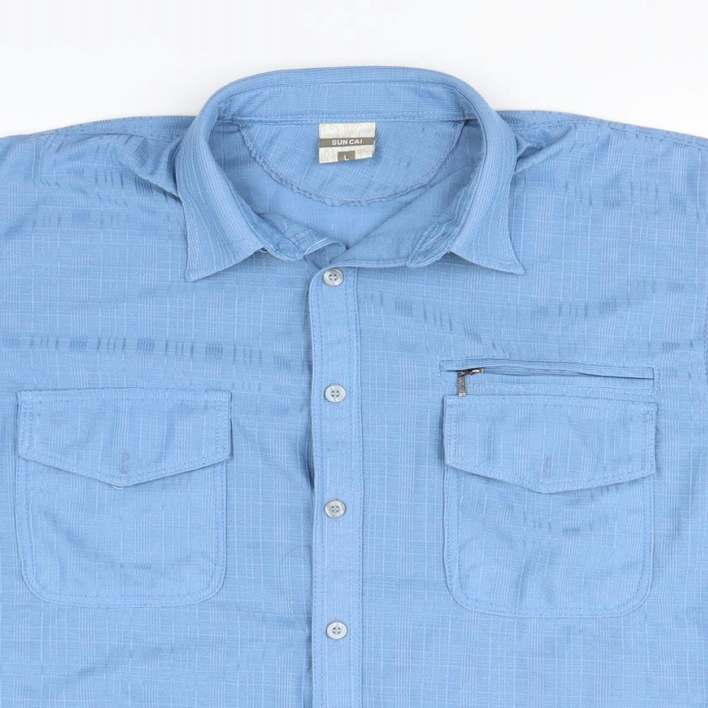 sun cai Mens Blue    Button-Up Size L