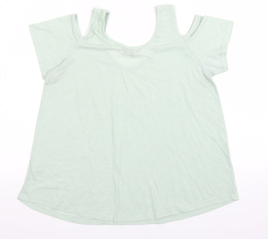 New Look Womens Green   Basic T-Shirt Size 12  - Shoulder cut out
