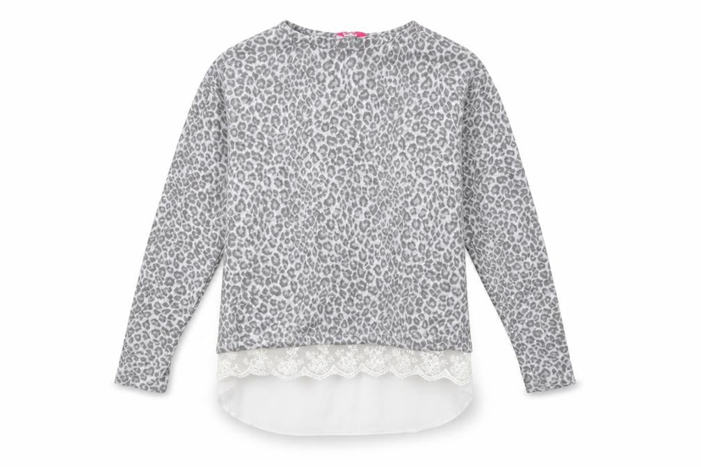 YD Girls Grey Animal Print  Pullover Jumper Size 12-13 Years