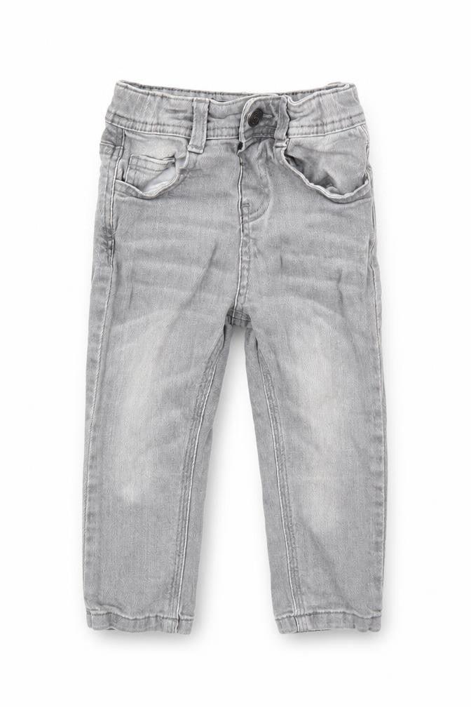 Front view of Preworn boys’ grey cargo jeans, size 12-18, months