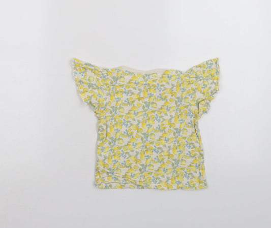 NEXT Girls Yellow Floral  Basic T-Shirt Size 2-3 Years