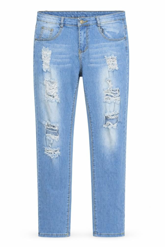 Front view of Jeans women’s blue denim skinny jeans, size UK 32, in, 30-inch leg