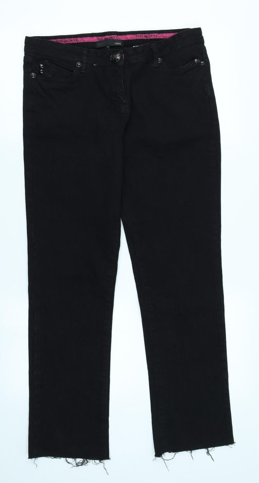 NEXT Womens Black  Denim Skinny Jeans Size 12 L28 in