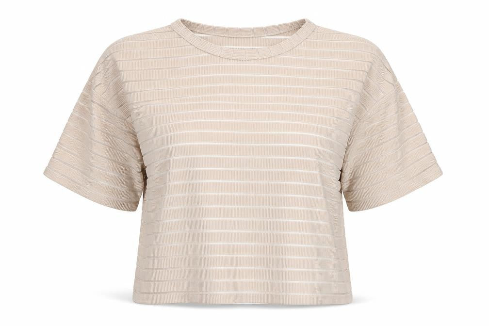Front view of New Look women’s beige basic t-shirt, size L