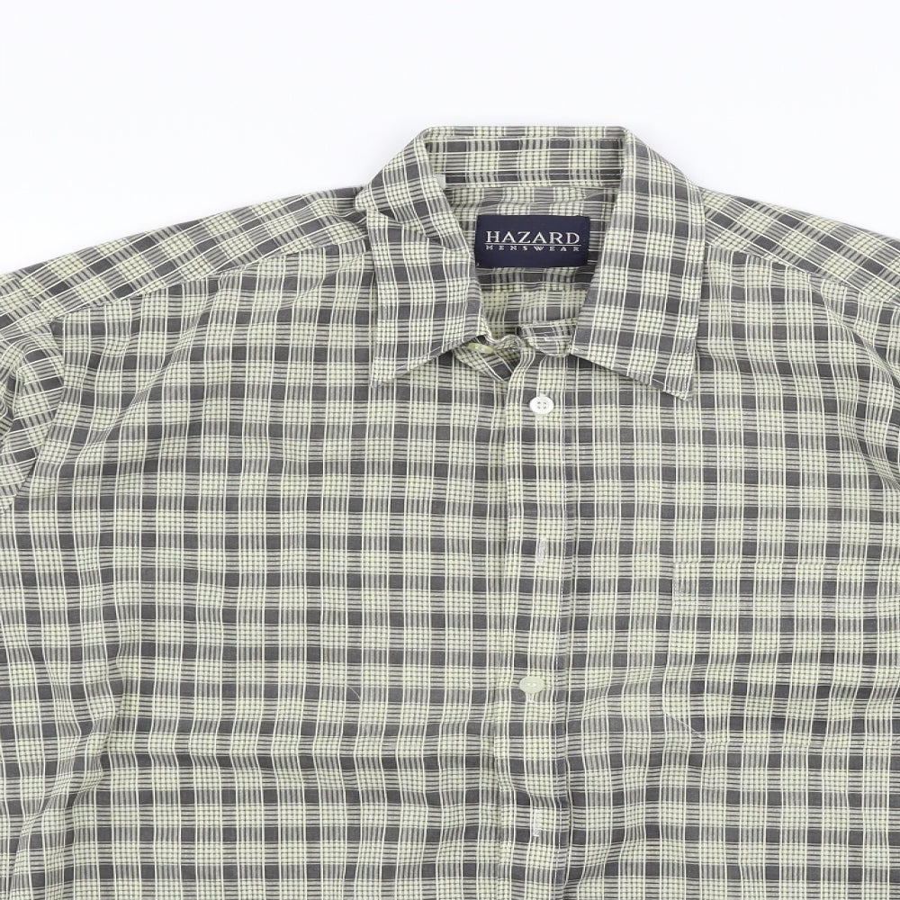 Hazard Menswear Mens Beige Check   Button-Up Size L