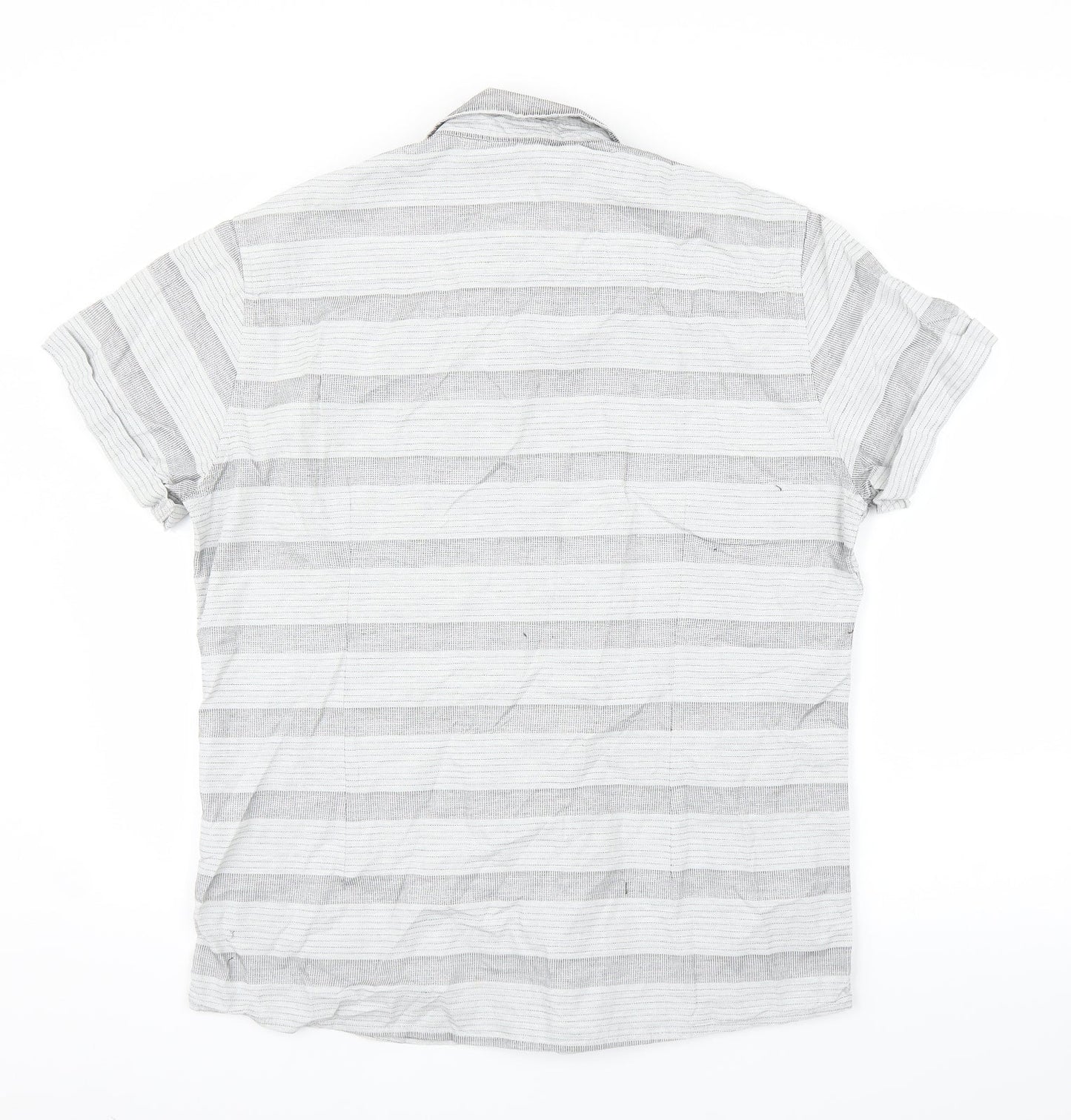 ACW85 Mens Grey Striped   Button-Up Size L