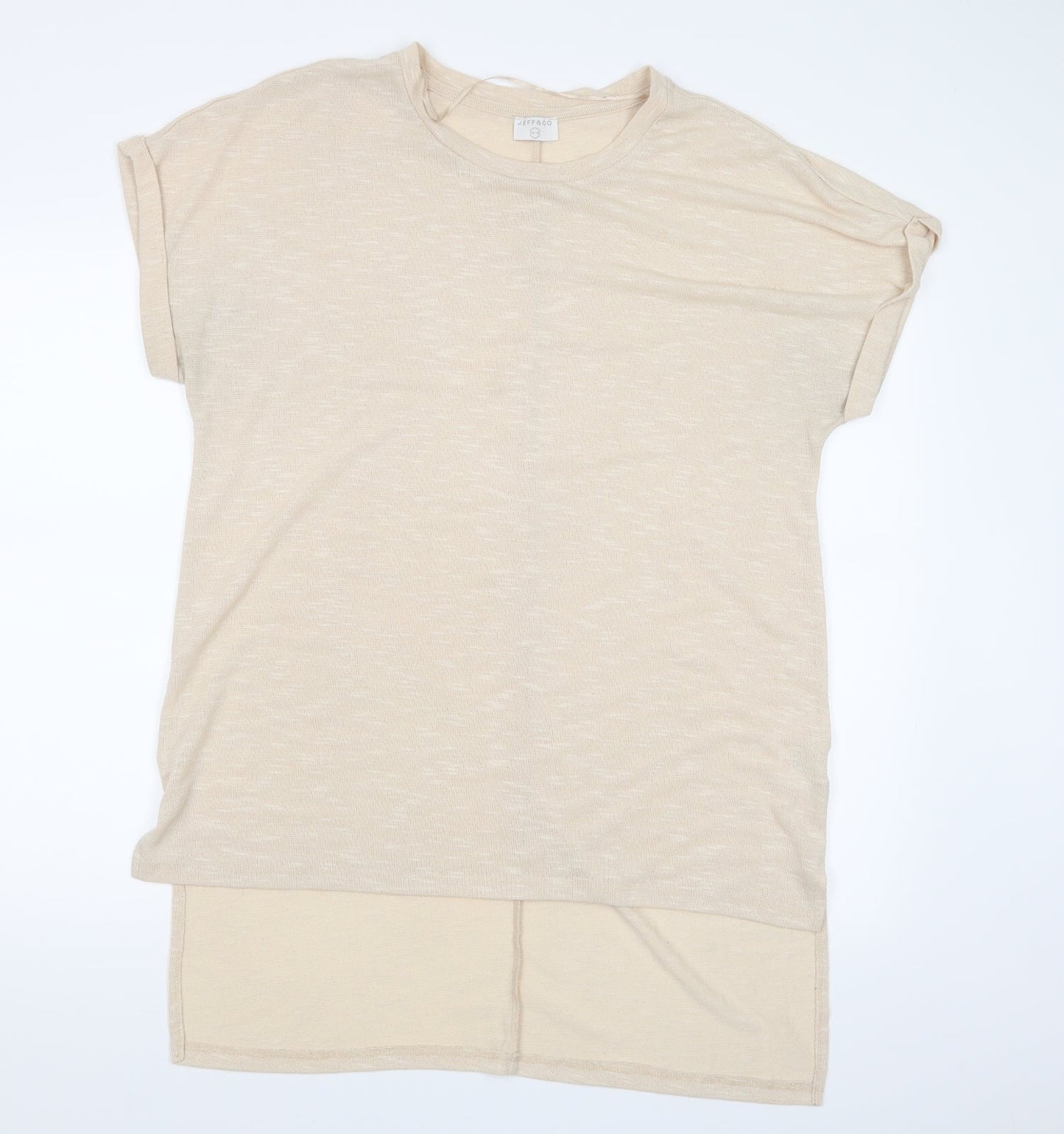 Jeff & Co Womens Ivory   Basic T-Shirt Size 14